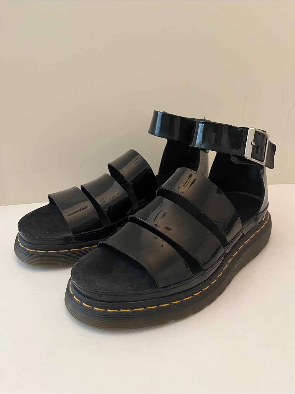 Dr. Martens Women’s Clarissa Sandals, size 10, black patent gladiator - Picture 2 of 11